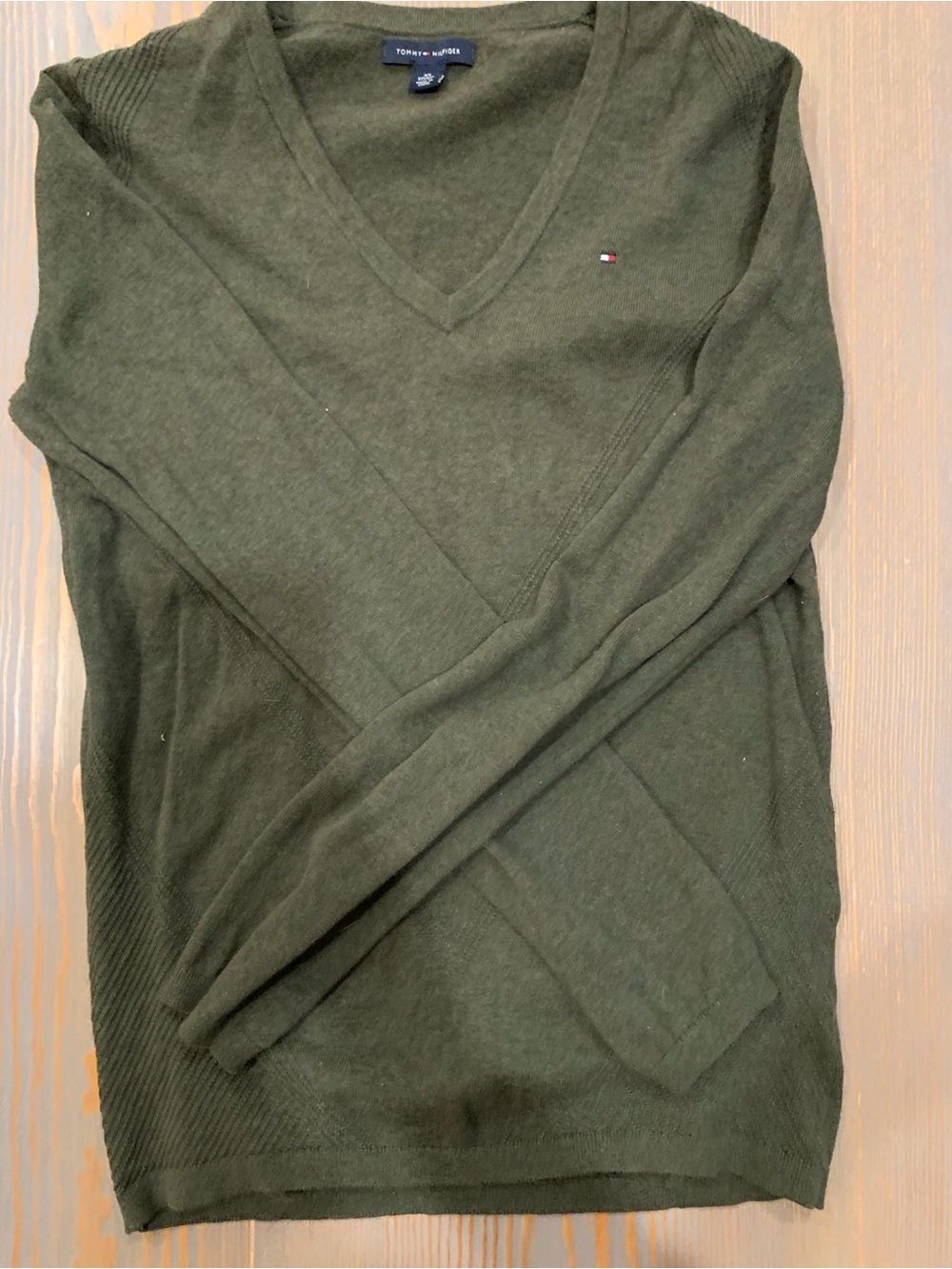 Tommy Hilfiger Women’s Olive V-Neck Sweater